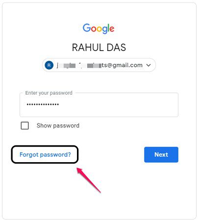 জিমেইল লগইন পেজ
