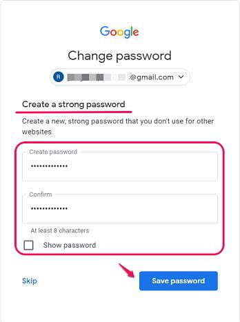 Change gmail password