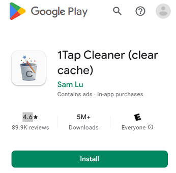 1tap cache Cleaner app for android