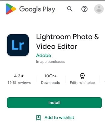 Adobe lightroom photo editor app