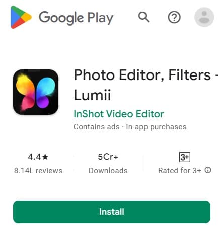 Lumii android image editor app