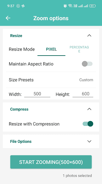 Image resize options