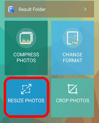 Select resize photo option