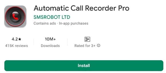 Automatic call recorder pro app for android mobile