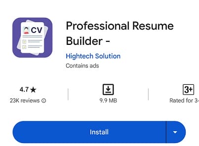 Professional resume builder app