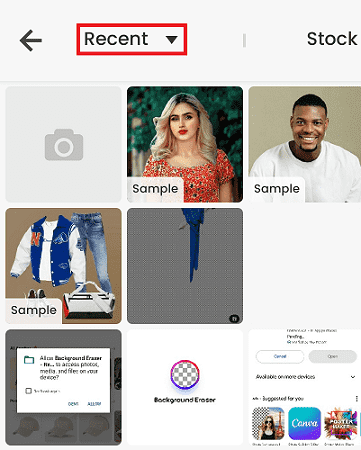 Select image to change background