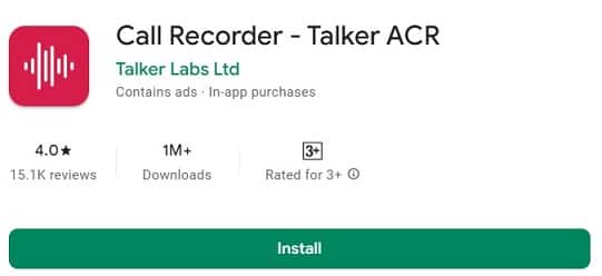 Talker ACR call recorder software for android mobile