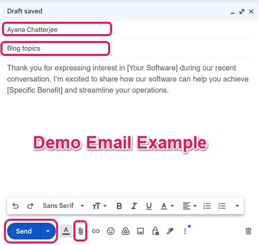 Demo email example from pc or laptop